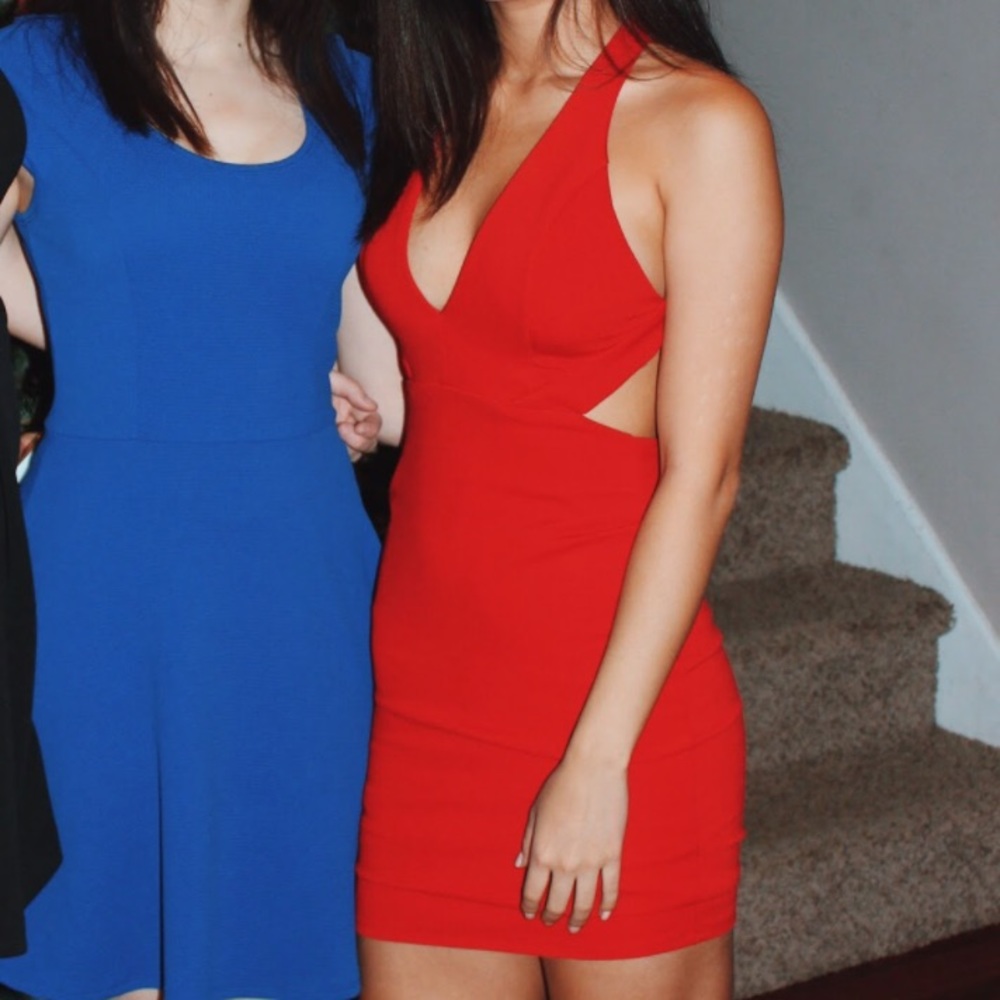 Red LULUS Cross Bodycon Dress